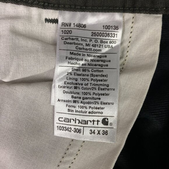 Carhartt Rugged Flex Knit Lined Rigby Dungaree Pants Men's 34 x 36 Gray Relaxed - Picture 9 of 14